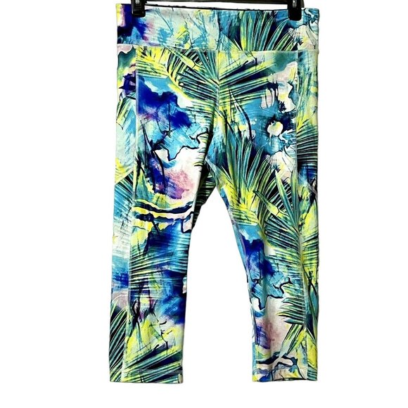 Soma Sport Size L bright multi-color cropped leggings pocket athletic wear - Picture 1 of 7